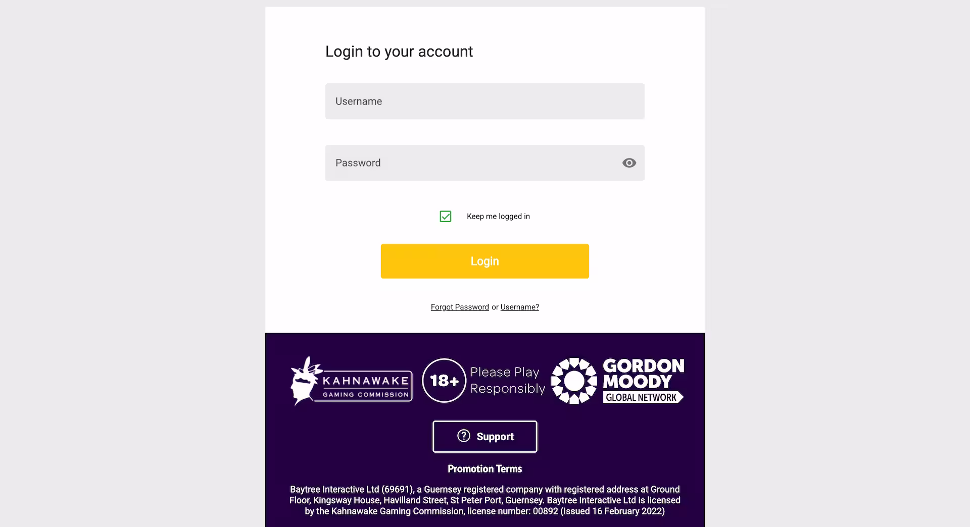 Jackpot City Login Page